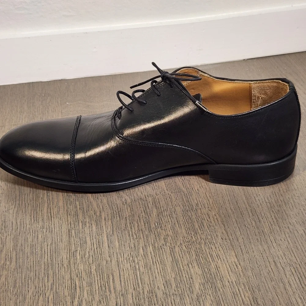 9.5 Bruno Magli Ricci Men's Black Leather Cap Toe Oxford Dress Shoes Worn Once